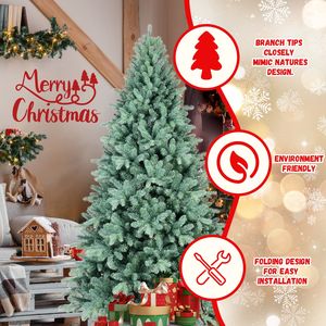 Albero di Natale Blu-Verde 6 Piedi in PE/PVC con 1390 Rami Pieghevoli, Base in Metallo Stabile, Facile Montaggio, Aspetto Naturale - Product Image 4