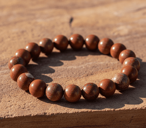 Handmade AAA Red Jasper Round Bead <b>Bracelet</b> – Polished Gemstone Stretch <b>Bracelet</b> for Men & Women - Product Image 1