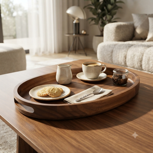 Handcrafted Wooden Serving Tray Large <b>Oval</b> <b>Coffee</b> Tea Breakfast Food Platter Decorative Tabletop Tray Home Restaurant Hotel Use - Product Image 3