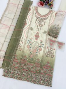 ชุดสาหรี่ผ้าจอร์เจตต์เนื้อหนาสำหรับผู้หญิง ชุดแต่งงานแบบดั้งเดิม ใส่ได้ทุกฤดู - Product Image 5