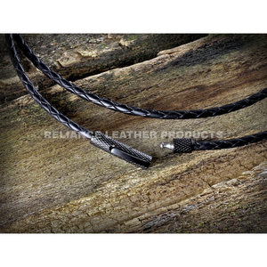 Professional 4mm Black Shine Bolo <b>Braided</b> Leather <b>Cord</b> for Jewelry Making Round Leather <b>Cord</b> for Bracelets - Product Image 2