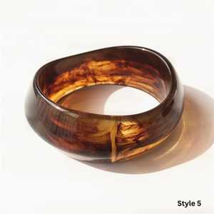 Vintage Glossy <b>Resin</b> Bangles Luxury Brown <b>Resin</b> Bangles Handmade Statement Bangles Classic Maroon <b>Resin</b> <b>Craft</b> - Product Image 5