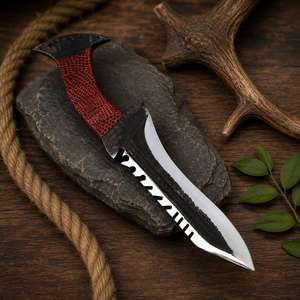<b>Drop</b> Point Kitchen Knife SHARP POINT TRADES Damascus Steel Blade Straight <b>Back</b> Bevel Edge 0.7mm Thickness DIY Grade Wood Handle - Product Image 5