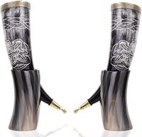 Mug à boire en bois naturel style corne de Viking, motif marbré sculpté, support poli, écologique, compatible lave-vaisselle, coffret cadeau nordique pour la maison