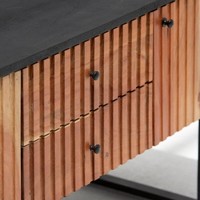 Meuble TV en bois massif Vandana Novara Prime Slat Wood, console de divertissement minimaliste moderne en bois massif