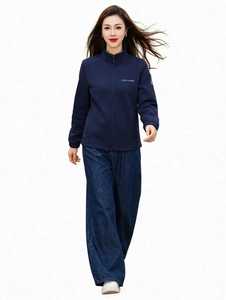 เสื้อสเวตเชิ้ตโอเวอร์ไซส์ คอตั้ง ซิปยาว สีกรมท่า ยี่ห้อ Oneten Apparel น้ำหนัก 350 กรัม รุ่นครอป สำหรับฤดูหนาว - Product Image 4