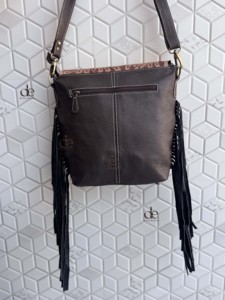 Western Cowhide Fur <b>Leather</b> Western Style Bag Hand <b>Tooled</b> Carving Fringe Bags New Design Hot Selling Shoulder Bags for Women - Product Image 3