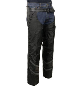 Samroz Sports – Chaps en cuir pour hommes – Logo personnalisable – Haute qualité – Noir – Poches fendues – Fermeture à boutons-pression – Doublure thermique – Pour motards - Product Image 1