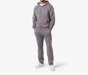 Plain Blank Solid Lightweight <b>Polyester</b>/Cotton Fleece Streetwear Winter Tracksuit Men Half-zip Hoodie Sweatshirt Casual <b>Jogger</b> - Product Image 1