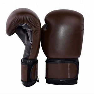 Gants de boxe en cuir noir et marron avec sangle de poignet en velcro pour adultes, gants de boxe professionnels en cuir de vachette sur mesure - Product Image 2