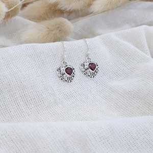 Red Garnet Gemstone Peace Shape <b>Gold</b> Plated 925 Sterling Silver Drop <b>Earrings</b> Handmade Jewelry Trendy Birthday Gift for Women - Product Image 3