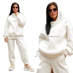 Sudaderas con capucha y joggers para mujer de talla grande, conjunto de 2 piezas, diseños de Bordado de lana de poliéster 100% de peso pesado para invierno - Product Image 5