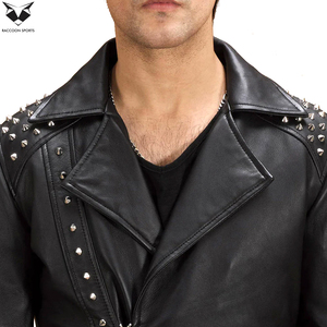 OEM ODM Service Premium Quality New Arrival Trendy Bold Street Style Durable <b>Lightweight</b> Black Studded Leather <b>Jacket</b> For <b>Men</b> - Product Image 6