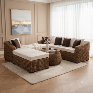 Modern Luxury Handwoven Waterproof <b>Rattan</b> Sectional <b>Sofa</b> Set Outdoor Patio Apartment Living Room L Shape Garden Furniture - Product Image 6