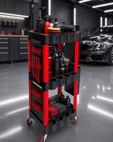 Chariot utilitaire à roulettes PP à 3 niveaux, capacité de 75 kg par niveau, avec crochets, paniers et roues pour garage et atelier, chariot à outils