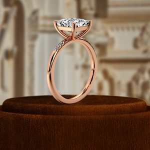 Bague de fiançailles en or jaune 14 carats avec diamant de laboratoire taille princesse 1,5 carat certifié IGI, sertie pavé, cadeau de mariage, bague d'anniversaire - Product Image 5