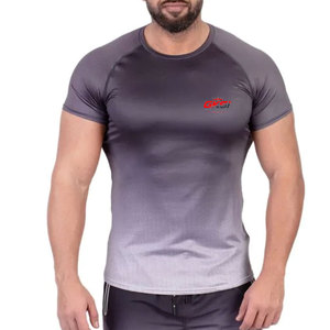 T-shirt de sport pour homme en polyester/coton tricoté de qualité supérieure, respirant, écologique, à séchage rapide, anti-humidité, coupe athlétique, manches courtes - Product Image 1