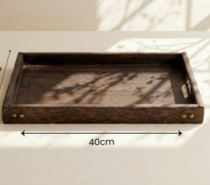 Plateau en bois d'olivier massif de qualité supérieure, fait main, carré, plateau de service pour aliments, plateau décoratif pour café et thé, plateau de service avec poignée - Product Image 1
