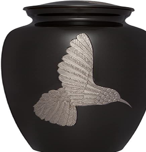 Urna de peltre cepillado con una cruz decorativa y bordes ornamentados de hojas. Diseño elegante. Disponible a precios de mayorista. - Product Image 4