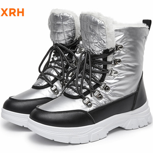 Nouveautés Imperméable Fermeture Éclair Antidérapant Réglable Serrure Dentelle Pu Haute Fourrure Doublé Chaud Femmes Automne Hiver Midi Bottes <span class=keywords><strong>De</strong></span> Neige - Product Image 2