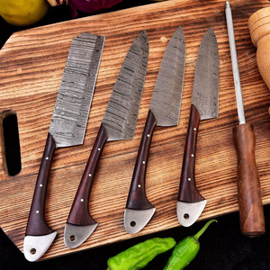 Coffret de couteaux de cuisine en acier Damas LEGACY BLADES avec logo personnalisé, collection professionnelle pour chefs, manche en bois, fabricant OEM - Product Image 1