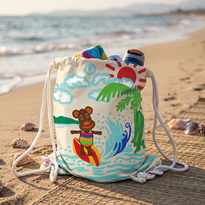 Sac à cordon personnalisé en polyester, impression couleur intégrale, sac à dos promotionnel pour la gym, la plage et les loisirs - Product Image 1