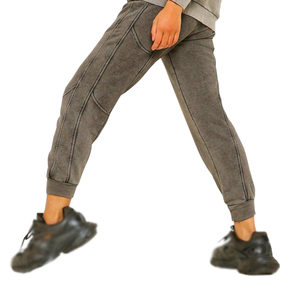 Pantalon de jogging décontracté pour femme, délavé à l'acide, taille basse, uni, avec cordon de serrage, coupe large et ample, style streetwear, 2026 - Product Image 5