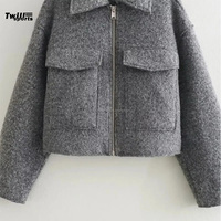 Nouvelle Collection 2026 – Veste Courte Décontractée en Peau de Mouton Écologique pour l'Hiver, Fermeture Éclair, Col Rabattu, Respirante, Tricotée, Qualité Supérieure