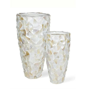 Luxury Mother of Pearl <b>Flower</b> <b>Vase</b> Handcrafted Bone Inlay <b>Flower</b> Pot Natural MOP Shell Mosaic Decorative <b>Tall</b> <b>Vase</b> For Hotel Use - Product Image 2