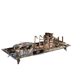 ถาดตกแต่งบ้านรูปทรงวงรี ดีไซน์รูปดอกไม้ ขัดเงา พร้อมช้อน ทำจากอะลูมิเนียมและสแตนเลส - Product Image 3