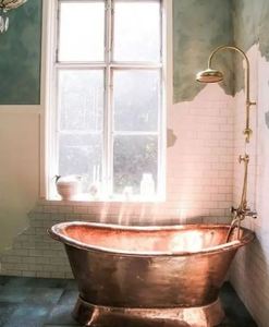 Bañera Ovalada Independiente de Cobre con Borde Negro para Adultos, para Baño - Product Image 2
