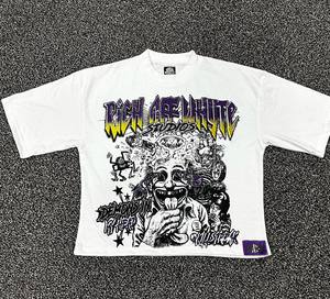 Wholesale Custom Graphic Streetwear T-shirt Men Oversized Heavyweight Cotton Vintage Hip Hop <b>White</b> <b>Tee</b> Screen Printed Unisex - Product Image 2