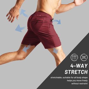 Shorts de course athlétiques pour hommes, séchage rapide, légers, pour la gym et l'entraînement, avec poche zippée et taille élastique - Product Image 4
