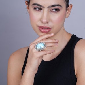 Anillo de Plata Larimar, Anillo de Plata de Ley 925, Plata de Ley 925 Sólida - Product Image 2