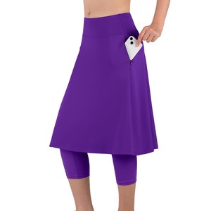Jupe Modeste Femme Longueur Mini Couleur Unie Violet Décontractée Respirante Séchage Rapide Nylon Toutes Saisons - Product Image 4