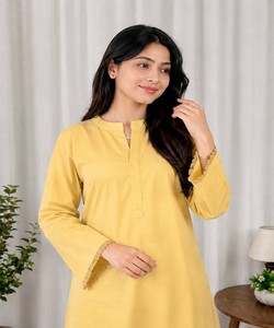 India <b>Women's</b> Latest Designer Cotton Rayon Multi Festival Party Wear Long Kurti Top Gown Weaving In-Stock 85507 KC006 - Product Image 3