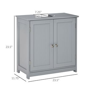 Mobili da Bagno Classici Grigi a Forma di U con Lavabo Integrato, Ripiano Interno Regolabile per Uso in Camera da Letto, Hotel, Ospedale - Product Image 3