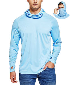 เสื้อฮู้ดตกปลาคุณภาพสูงสำหรับผู้ชาย เสื้อฮู้ดป้องกันแสงแดด UPF 50+ เสื้อเชิ้ตสำหรับตกปลาและเดินป่า SPF เสื้อคุณภาพเยี่ยมพร้อมผ้าคลุมคอ - Product Image 3