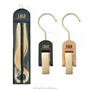 Astrid 19 CM W 4CM de madera de un solo nivel logotipo personalizado peluca bolsa Clip extensión de pelo percha para baño y armario - Product Image 2