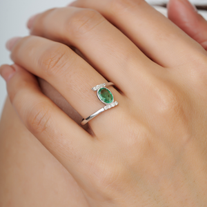 New Classy 925 Sterling <b>Silver</b> Bypass Natural <b>Emerald</b> Gemstone & Diamond <b>Ring</b> Wholesale Fine Handmade Jewelry For Women - Product Image 2