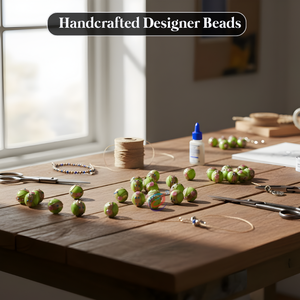 ลูกปัดแก้วหลอมสีเขียวมะนาวขนาด 12 มม. จาก EXCEL EXPORTS |   นักออกแบบเค้กแต่งงาน งานฝีมือทำมือ ลูกปัดทรงกลม |   ขาตั้งขนาด 8 นิ้ว - Product Image 3