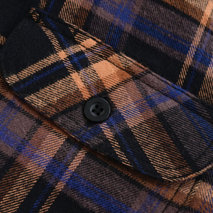 Camisa de Franela para Hombre, de Manga Larga, a Cuadros, con Botones, de Algodón, Informal, para Trabajo, con Bolsillos Dobles, al por Mayor - Product Image 5