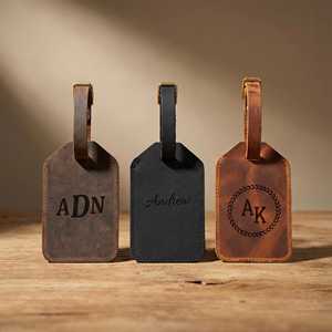 Luxury Real Cowhide Leather Luggage Tags Privacy Cover Suitcase Name Tags Personalized Travel Bag <b>Labels</b> LMP-0169 - Product Image 6