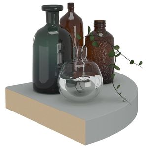 Estante de esquina flotante de MDF gris 9,8 "x 9,8" x 1,5 "Elegante estante de pared y exhibición - Product Image 6