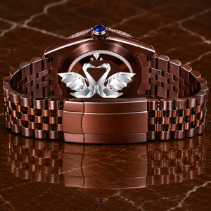 Custom Brand Rose Gold Brown Face Diamond Watch Men Stainless Steel Watch - Product Image 4