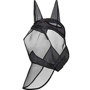 Masque anti-mouches pour chevaux, couleur rouge, en maille douce, léger, ajustement confortable, protection des yeux et des oreilles, prix bas, réglable - Product Image 2