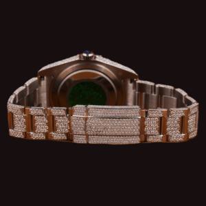 Montre Hip Hop Classique à Cadran Blanc avec Chiffres Arabes et Boîtier Rond Entièrement Sertie de Diamants Moissanite, Fonctionnalités de Montre Mécanique - Product Image 3