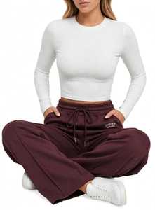 ONETEN APPARELS Pantalon de jogging décontracté pour homme en polyester marron, mi-lourd, coupe large, taille élastique avec cordon de serrage et poches latérales - Product Image 4