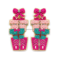 Boucles d'oreilles pendantes en perles de rocaille pour femmes, haute couture, multicolores, faites à la main, bijoux artificiels, vente en gros - Product Image 6