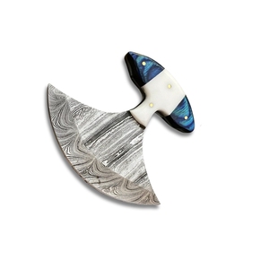 Couteau Ulu artisanal en acier Damas avec manche en résine – Couteau de chef premium à lame oscillante pour l'extérieur - Product Image 1